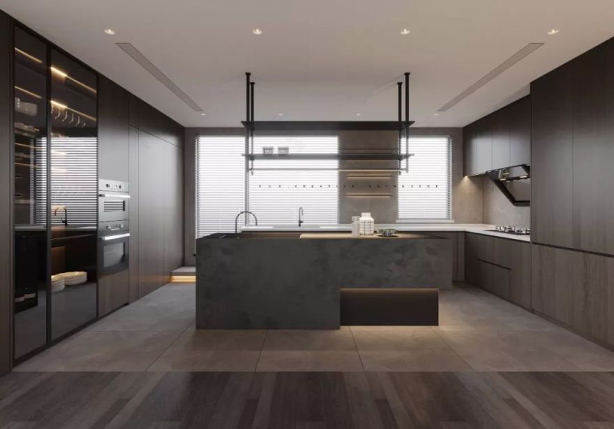 融创越州府顶楼大平层设计 | 温馨灰色系,全开放式厨房-28