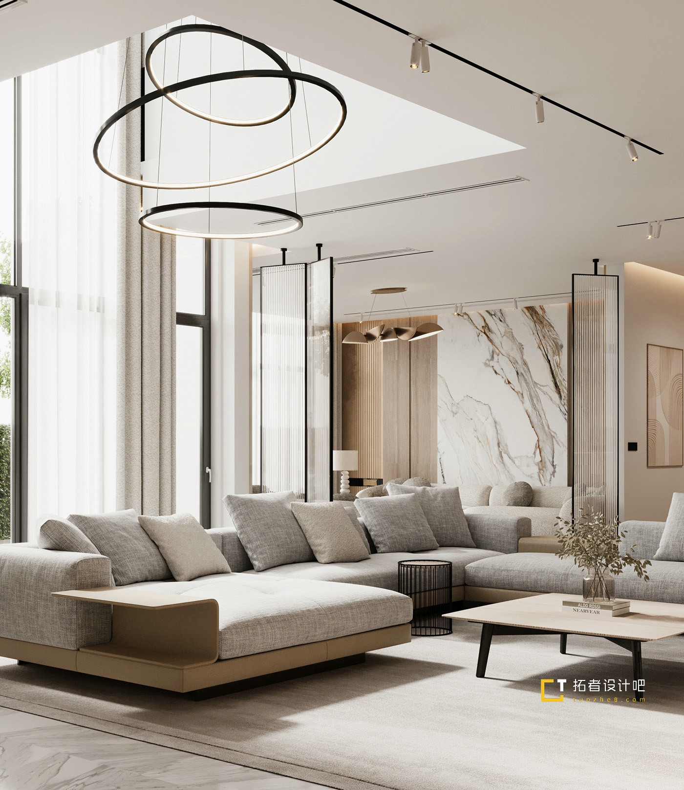 大理石+木质 打造现代简约空间！-5