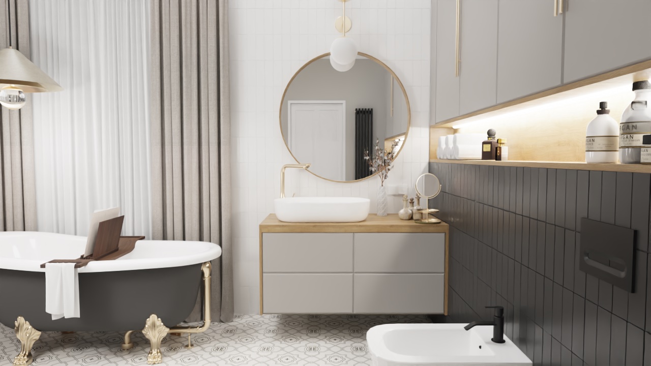 WOMEN'S BATHROOM with peony flowers-0