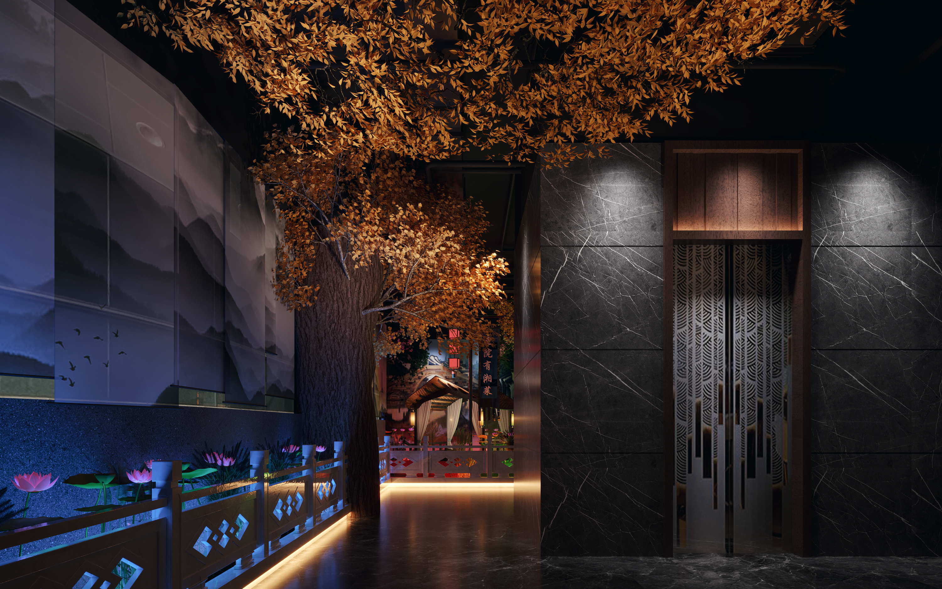 中餐厅效果图-Chinese Restaurant Renderings-1