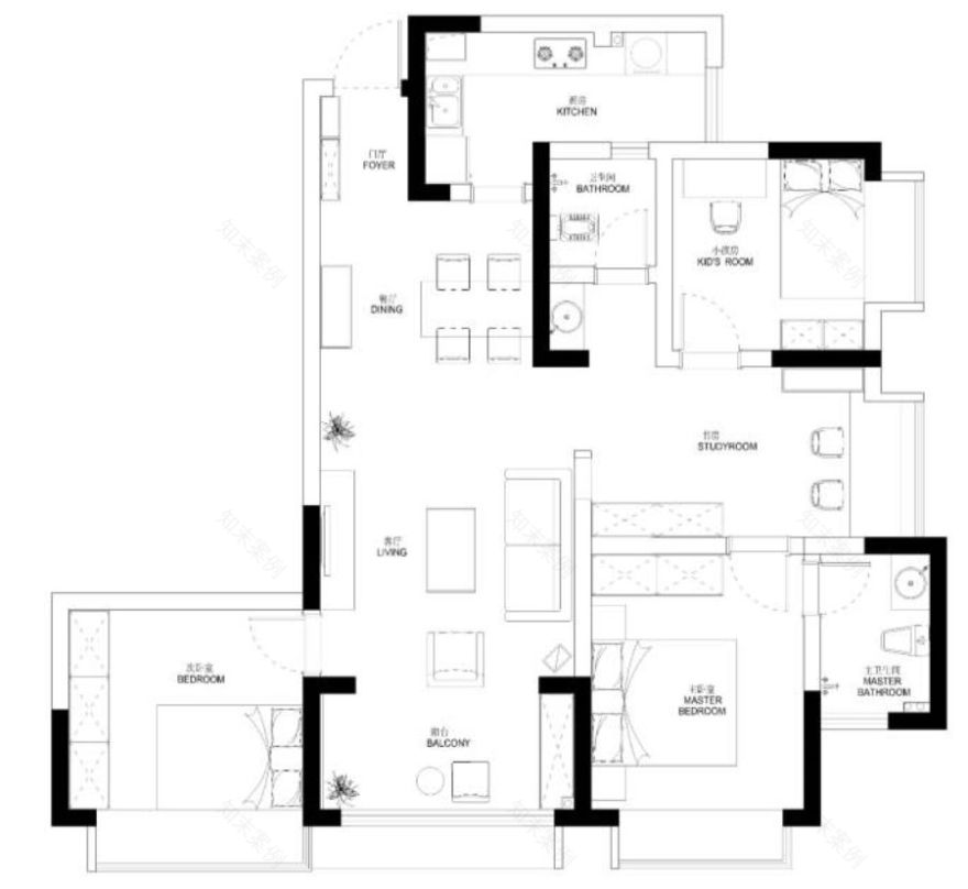 97㎡美式浪漫空间,诗意生活的精致呈现-2
