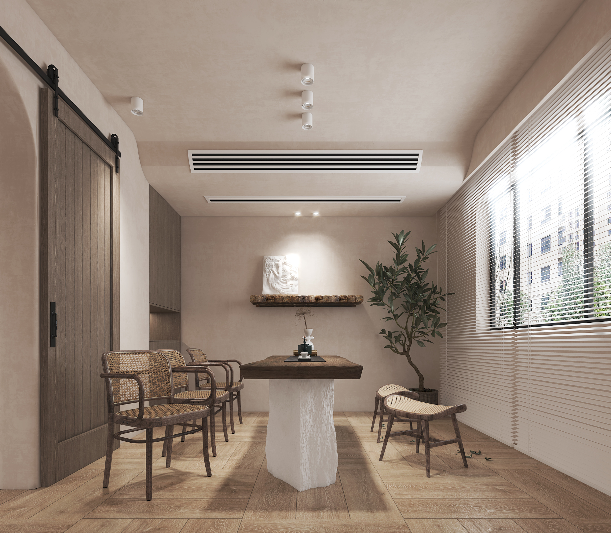 奶茶色系高级侘寂风住宅设计-8