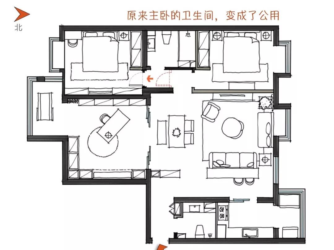 陆离设计师打造开放式平层空间,卧室变吧台书房-41