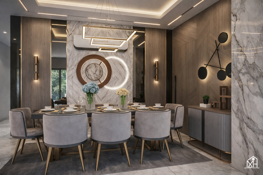 现代奢华起居与用餐空间-20