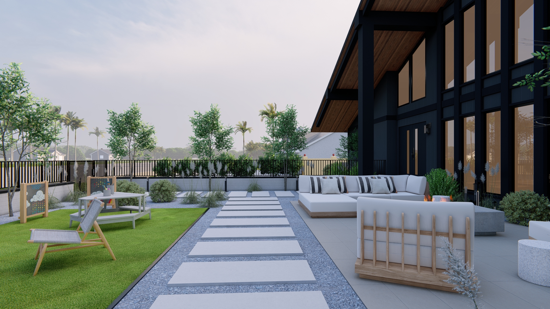 Indoor pool with a lake view-3