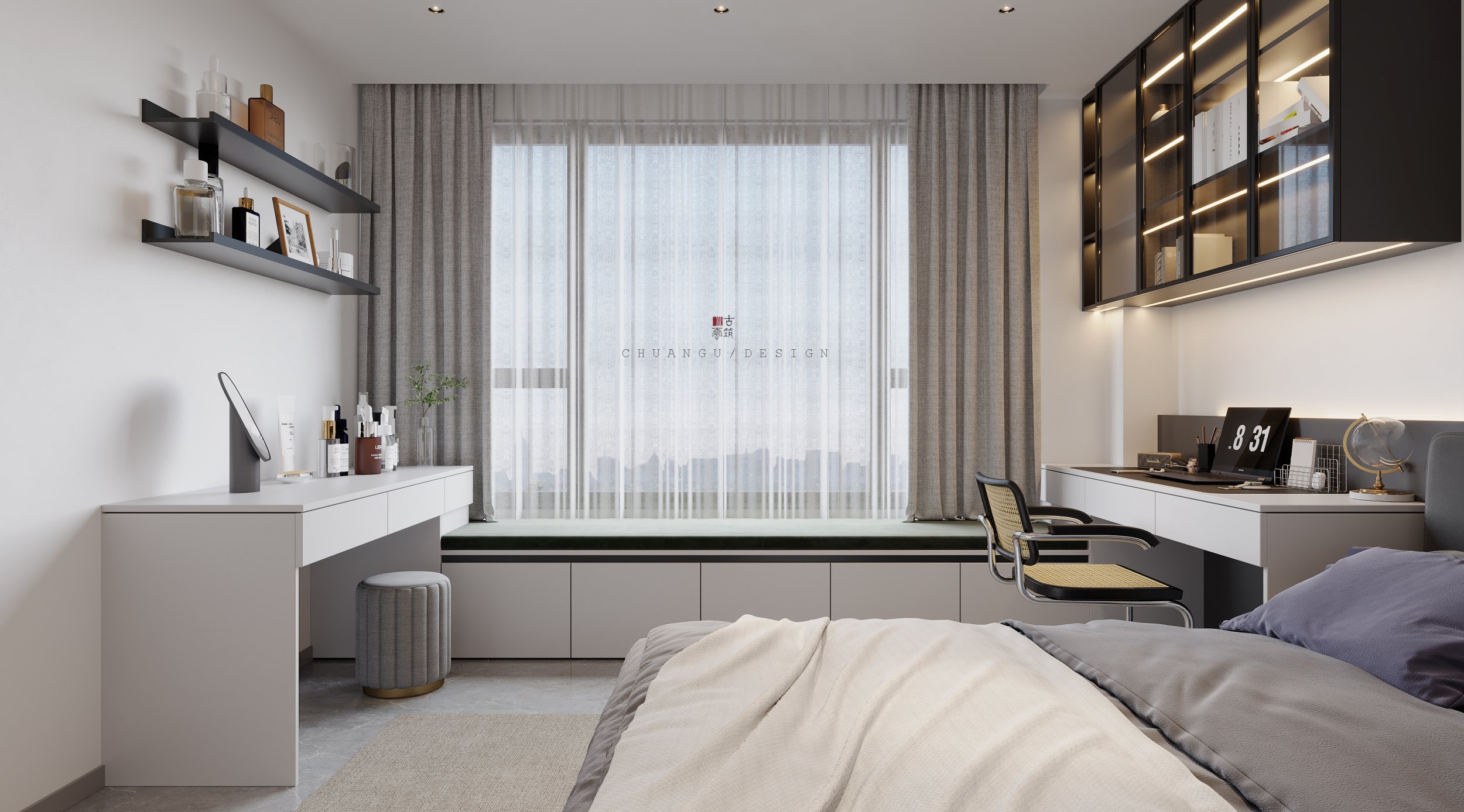 川古云筑丨145 复式现代无主灯案例作品丨中国郑州丨川古云筑空间设计-14