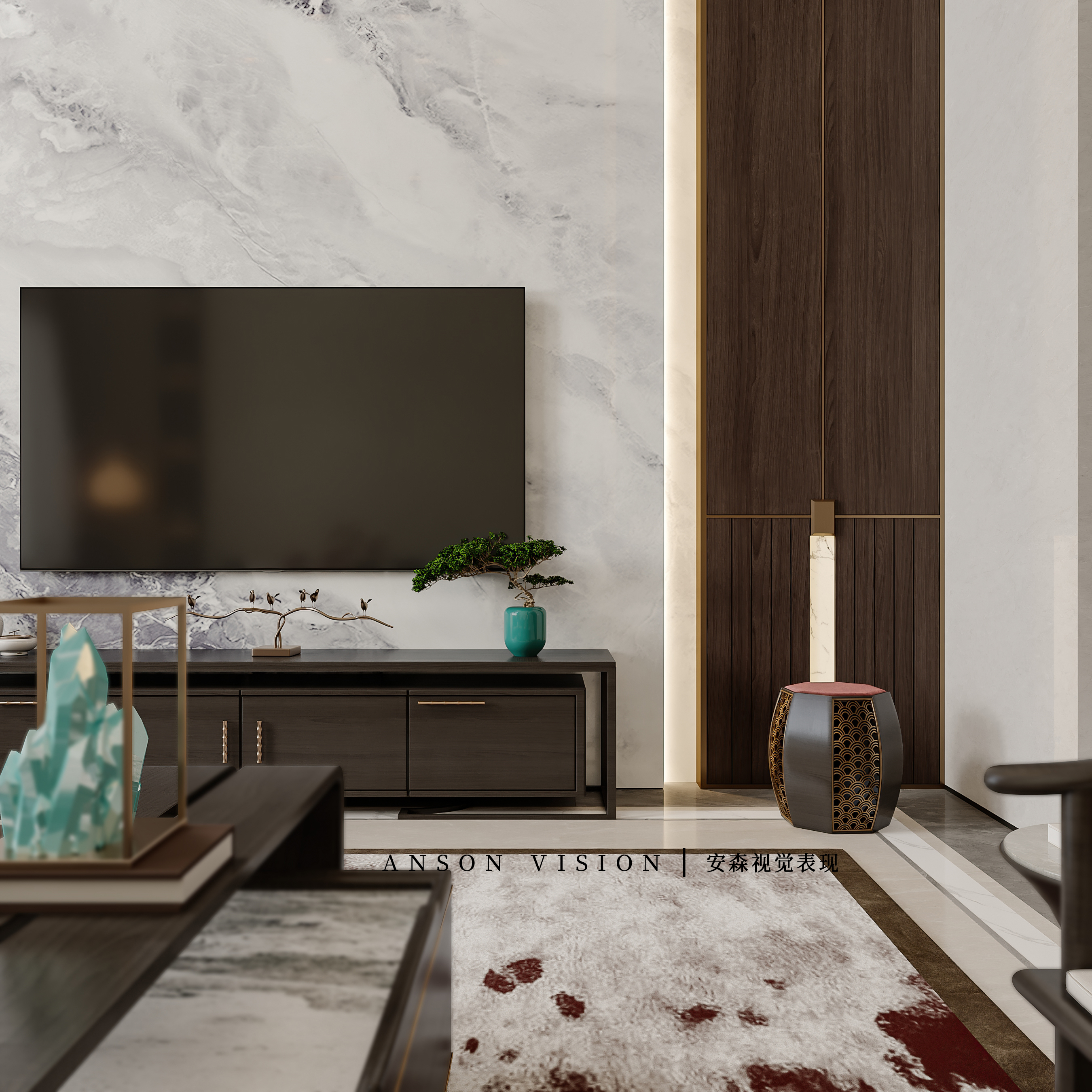 新中式别墅效果表现丨Ansonvision·蒙头睡-6