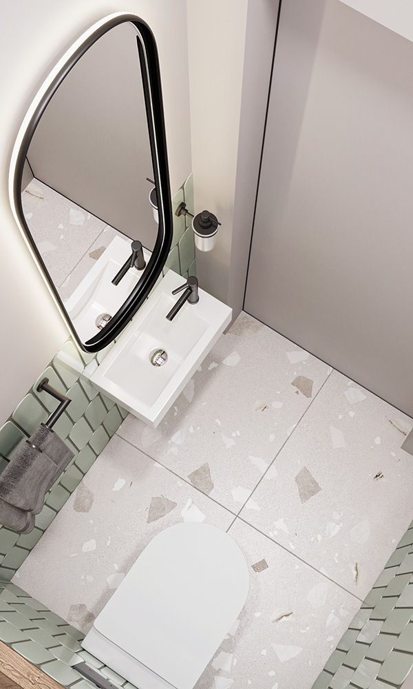 Green and beige 浴室设计-9