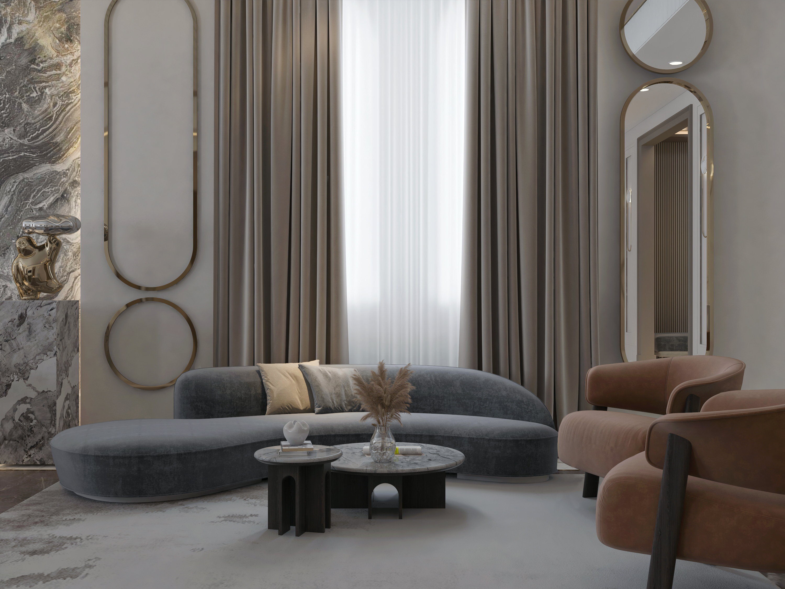 Mountain view villa | Reception with entrance-7