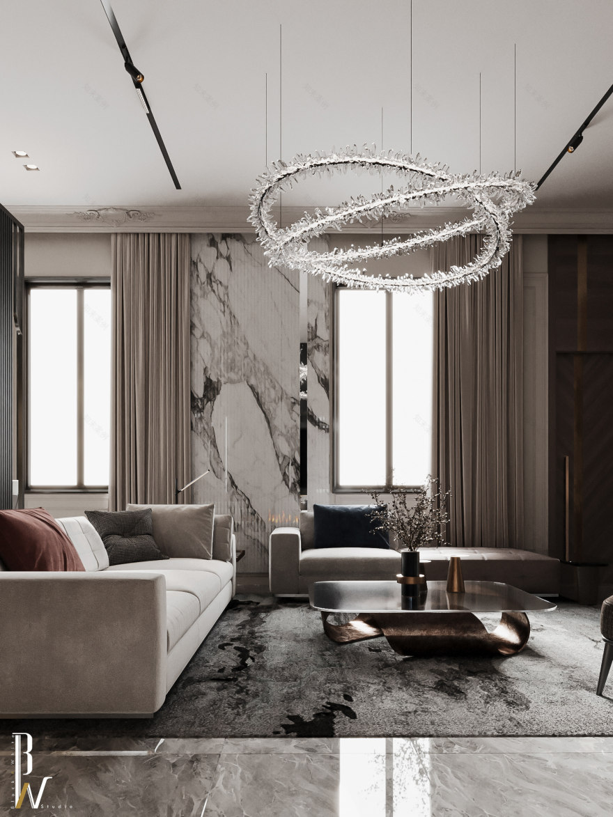 主厅设计丨沙特阿拉伯丨Black N White-25