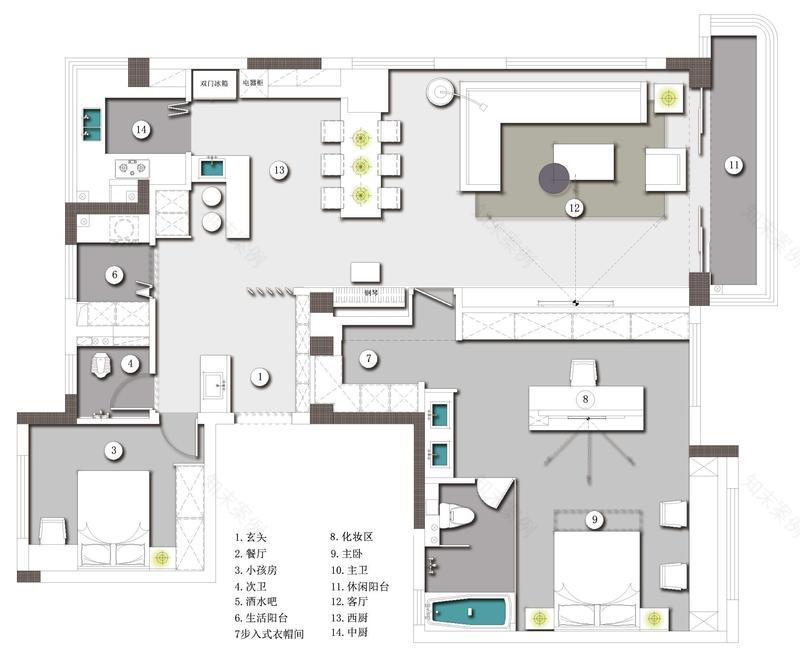 90后婚房设计 | 黑白灰与克莱因蓝的浪漫空间-12