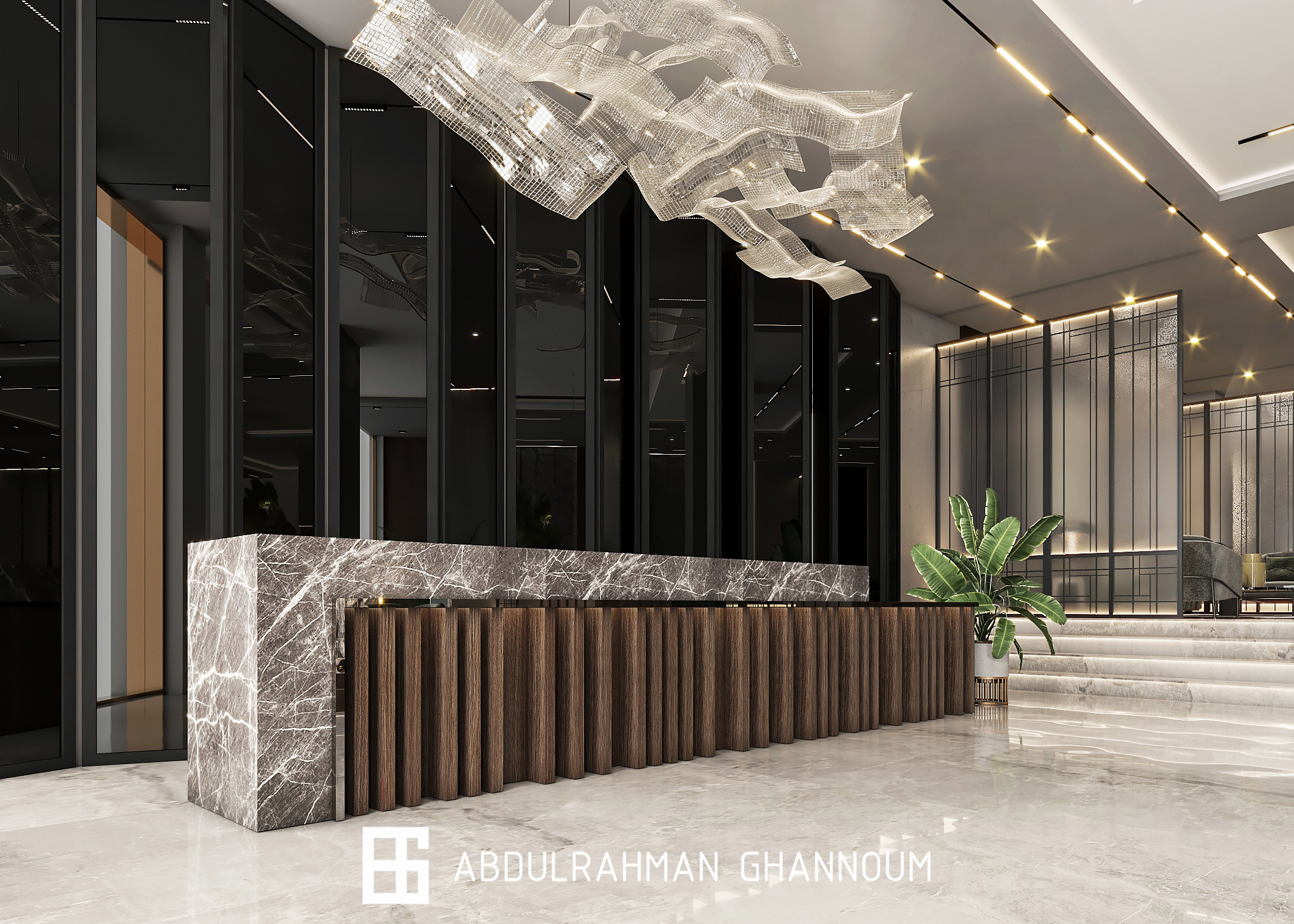 酒店入口室内设计丨Eng. Abdulrahman Ghannoum-2
