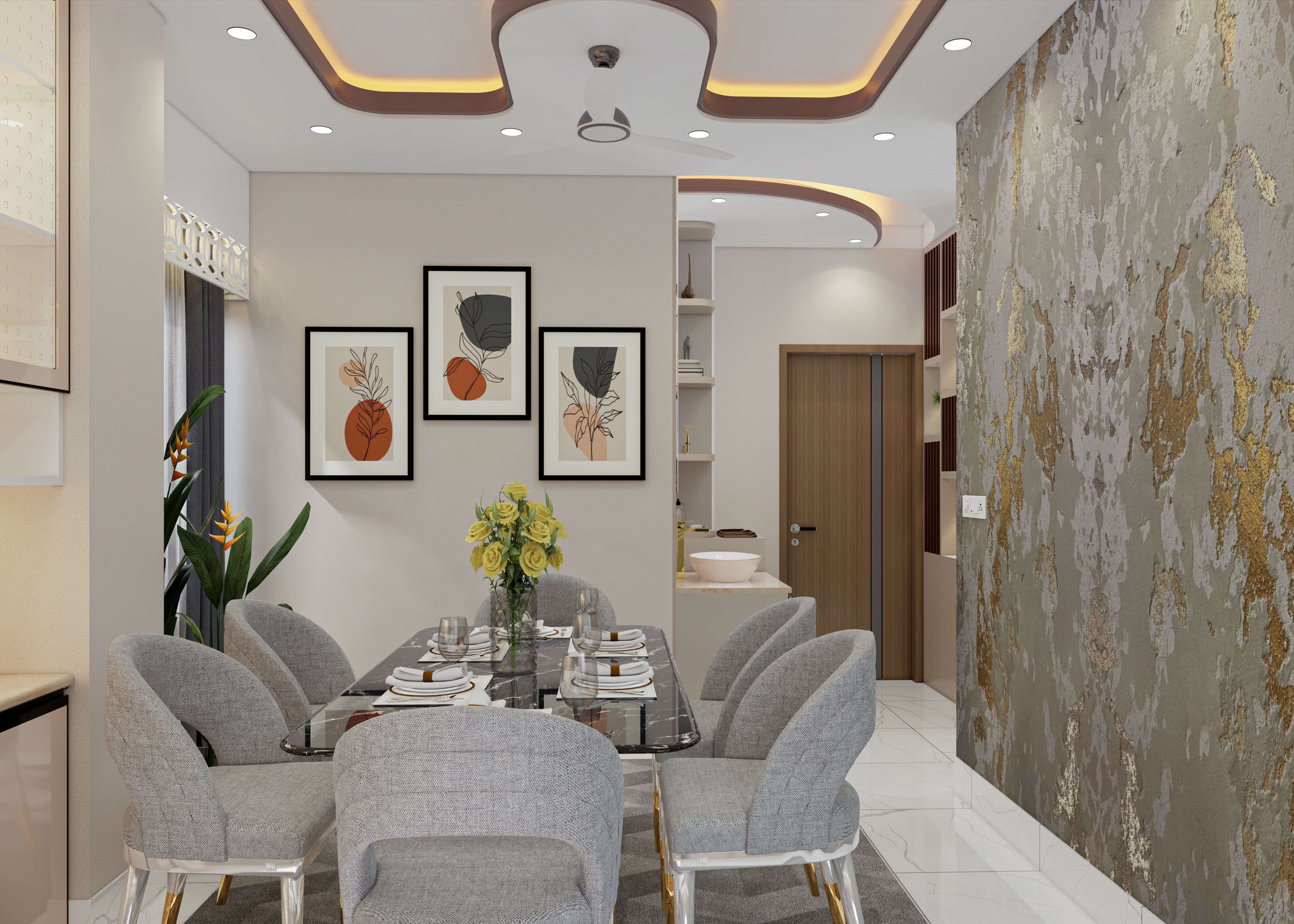 Living,Daining & kitchen室内设计项目丨Jr.Architect MD.Faruk-18