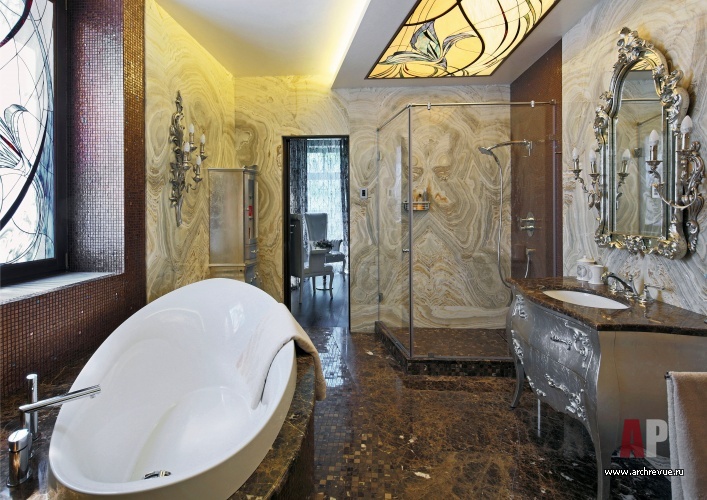 有瀑布和LED照明的豪华公寓室内设计丨Макушев Сергей,Серебряная Мария-51