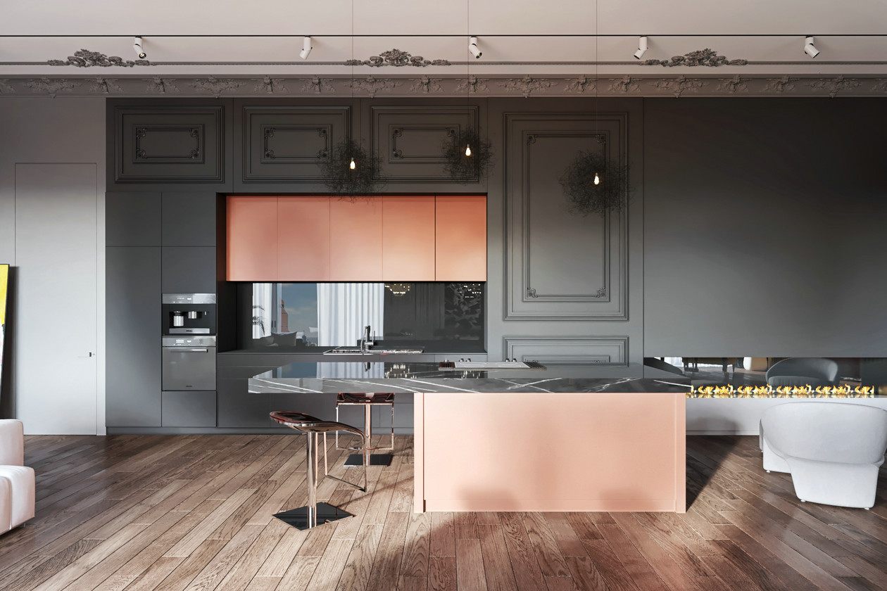 莫斯科高级灰橙色空间设计-20