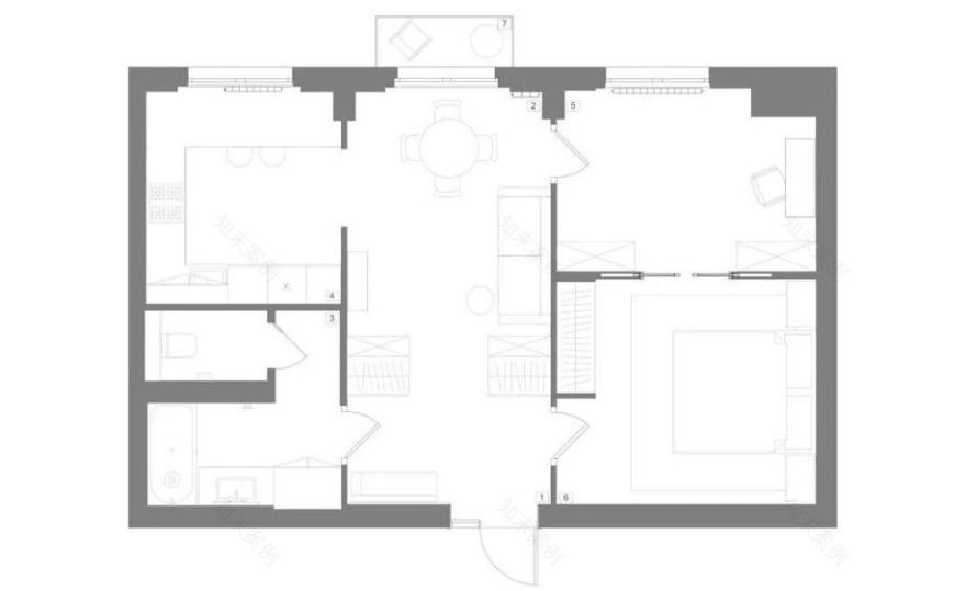 传统优雅的 60㎡空间设计-5