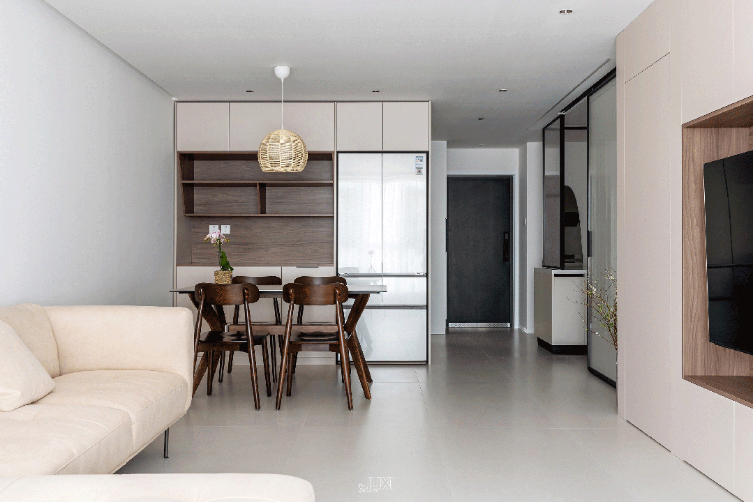 「原创案例」同色系的高级感,可以折叠的厨房解锁光影流动-39