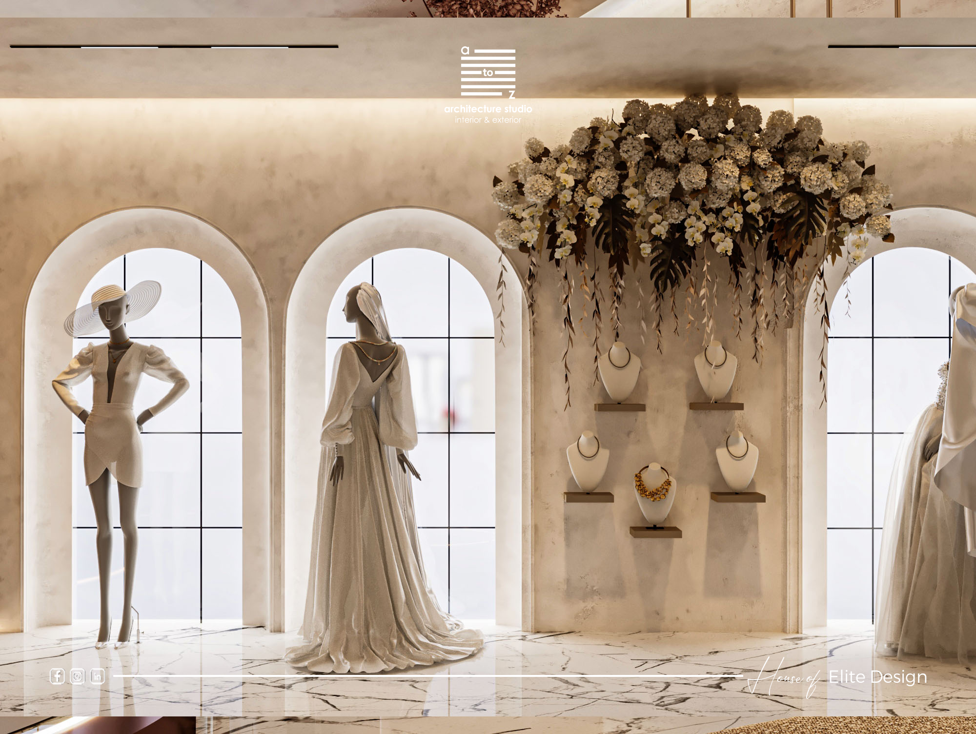 bridal 意为新娘的；婚礼的，atelier 意为工作室；画室；制作室，所以Bridal Atelier可译为婚纱礼服工作室  丨埃及丨A2Z Architects™-19