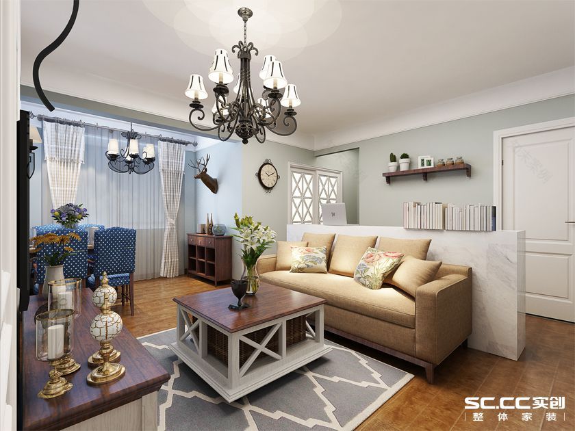 【上海实创装饰】恒文星尚湾90平二居美式乡村风-9