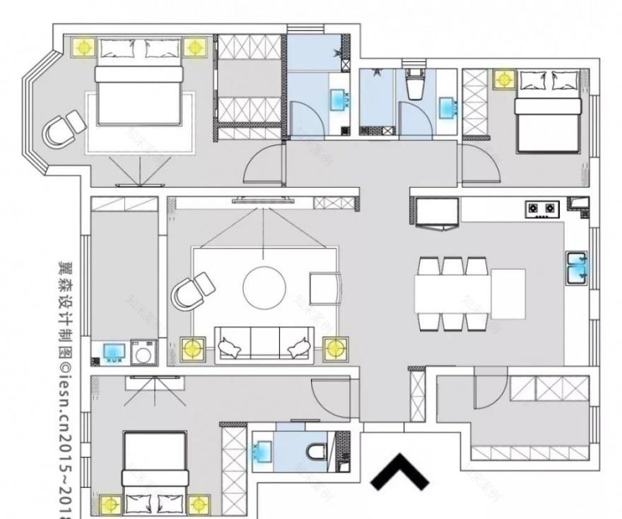 三室两厅的轻奢浪漫空间,互动式设计展现生活美学-14