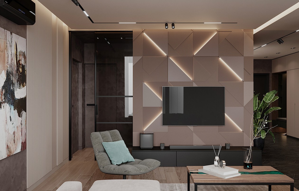 80㎡深色系公寓，隐匿于生活中的美好-5