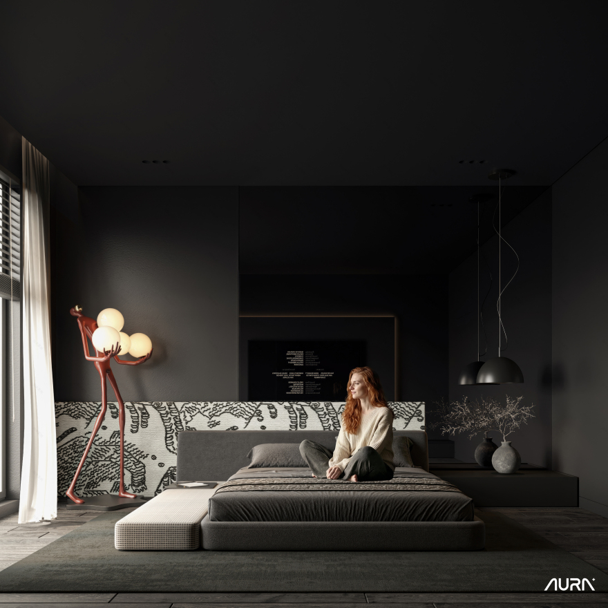 黑色主卧室丨AURA+ Studio-1