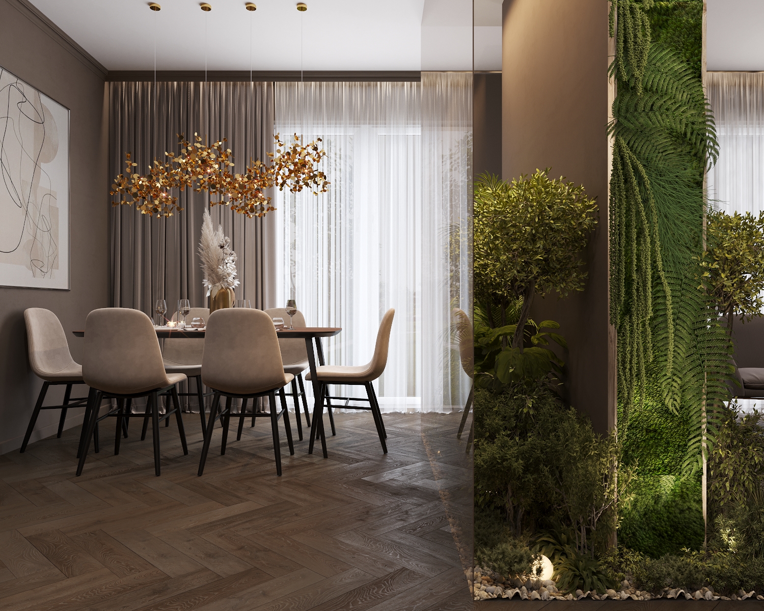 3D визуализация кухни-гостиной-2