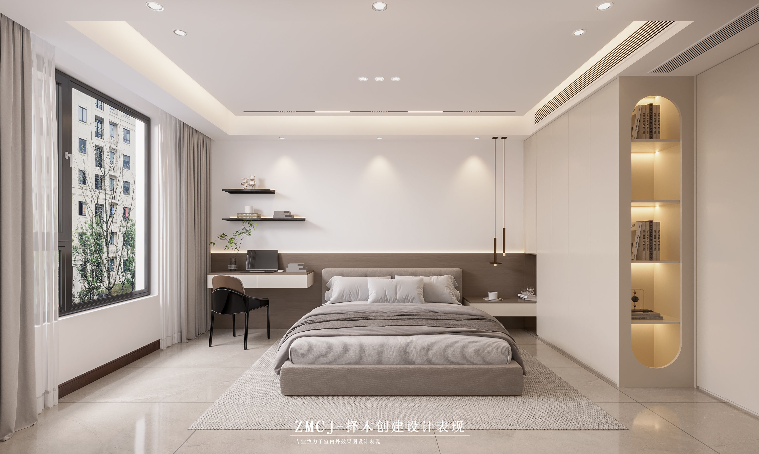 新中式风格客餐厅卧室—择木创建新晨效果图-5