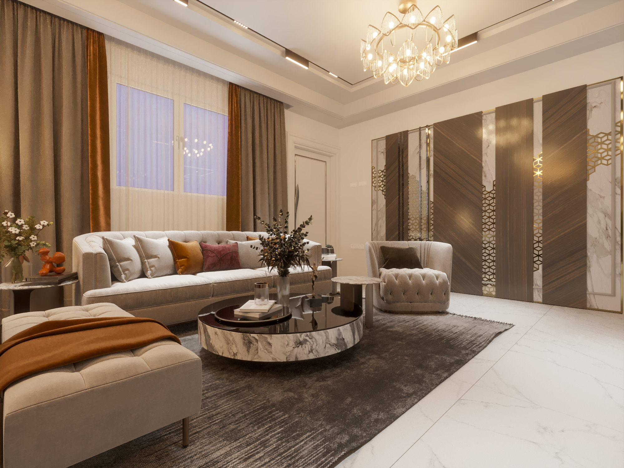 Neo Classic Man Living Room Villa 180 Meter-5