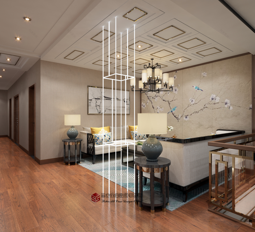 融合两种风格的地下室轻奢美式空间设计-7