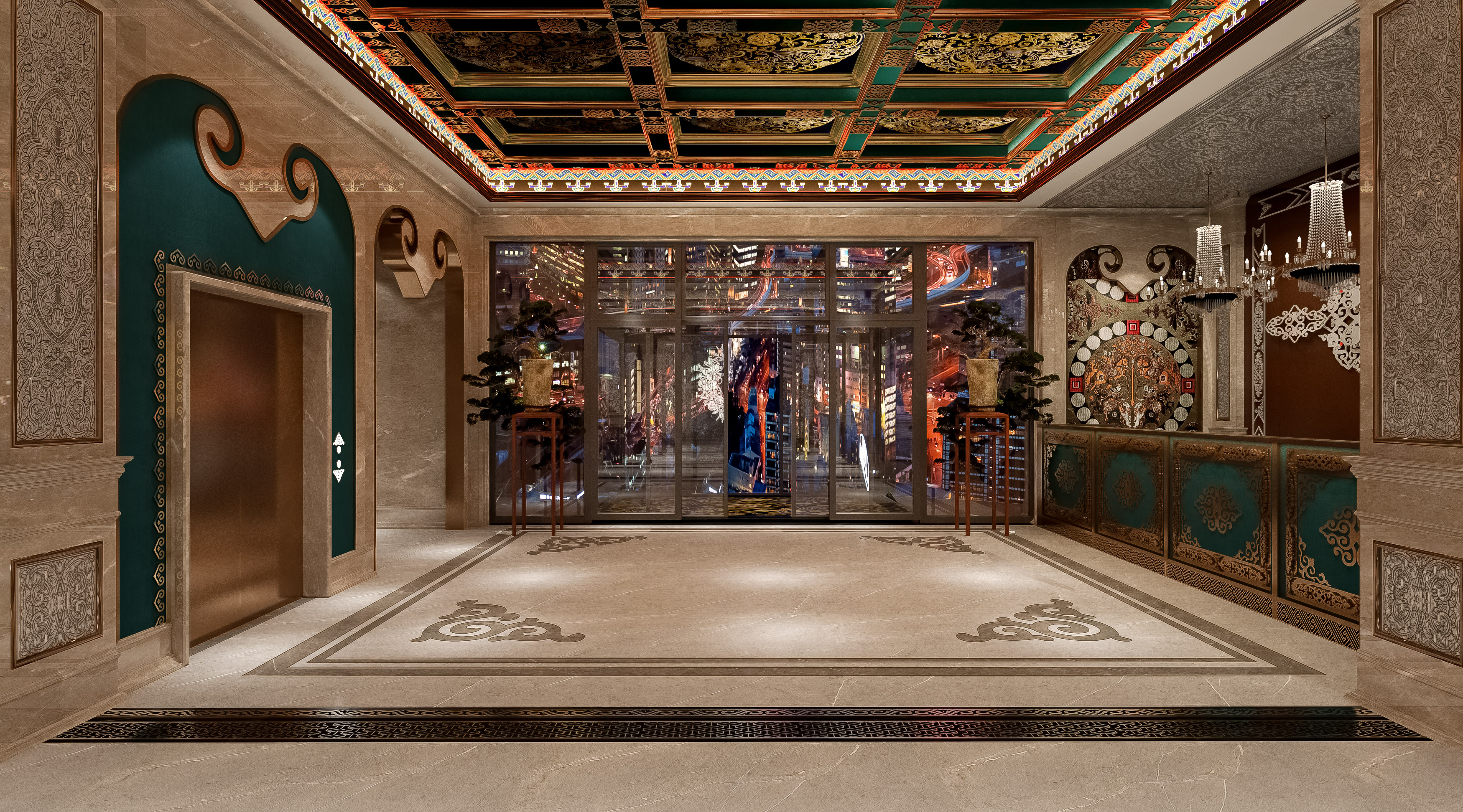 蒙元文化酒店大堂设计-4