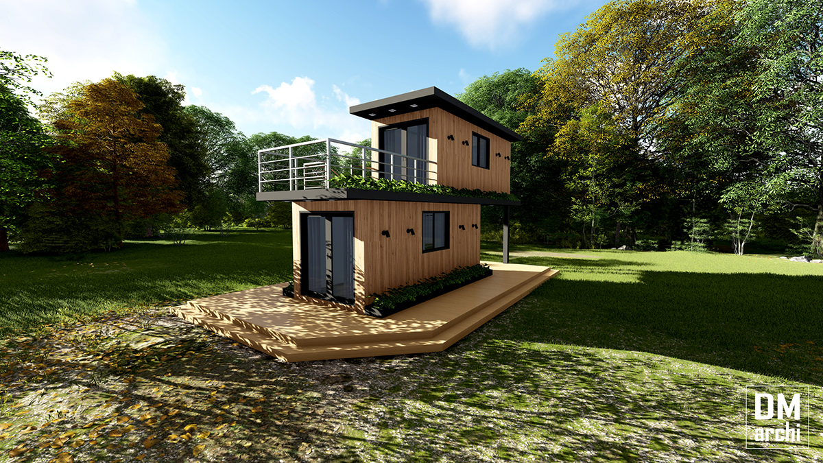 森林中的集装箱迷你别墅-4