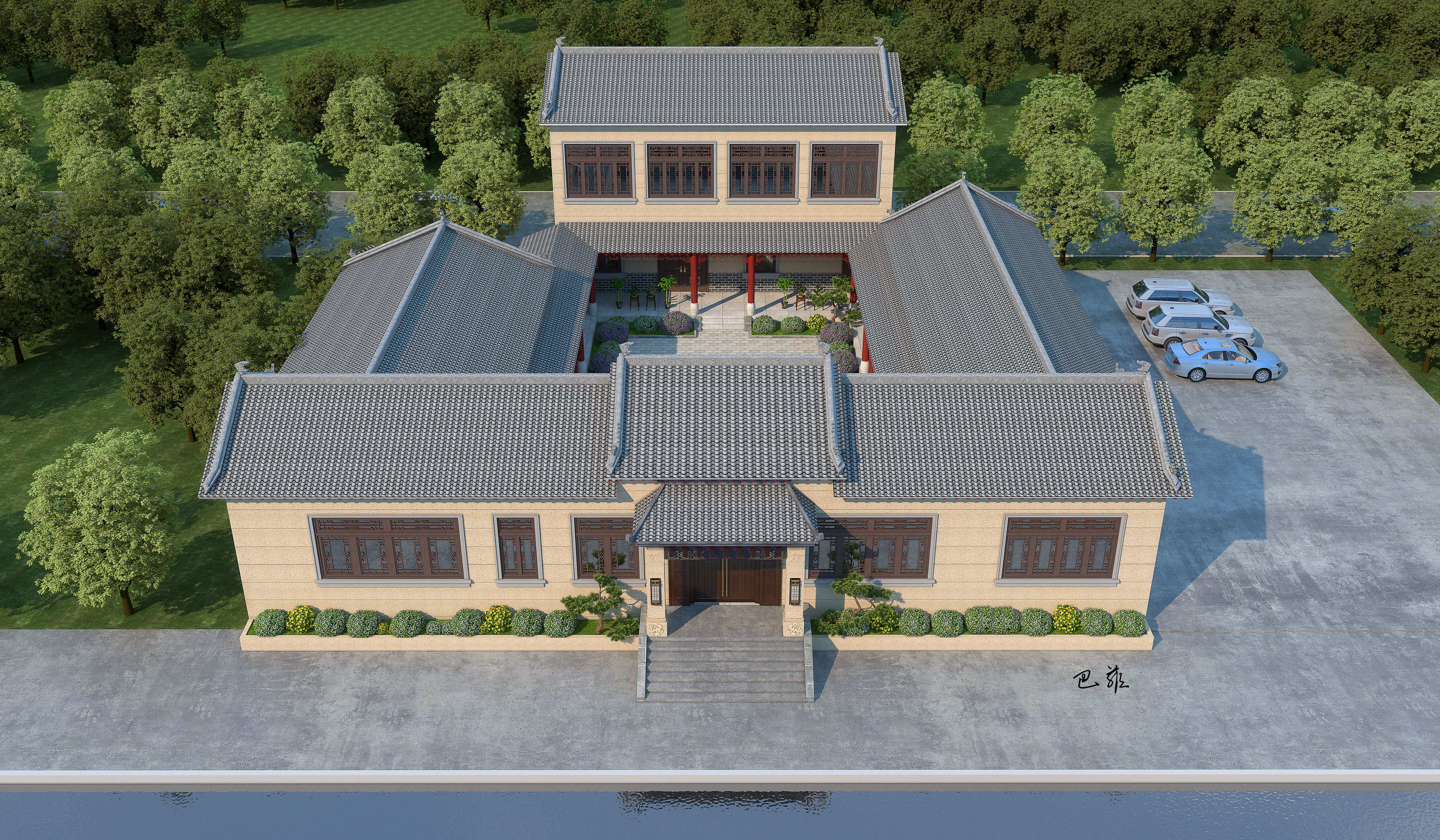 庭院古建别墅设计-12