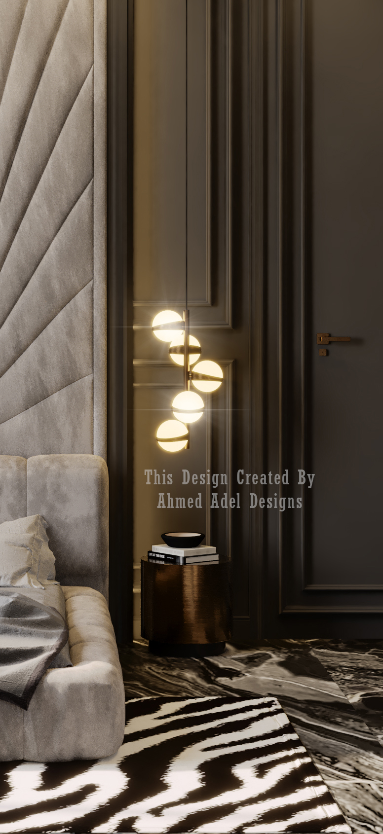 黑暗奢华卧室丨阿联酋丨Ahmed Adel-5