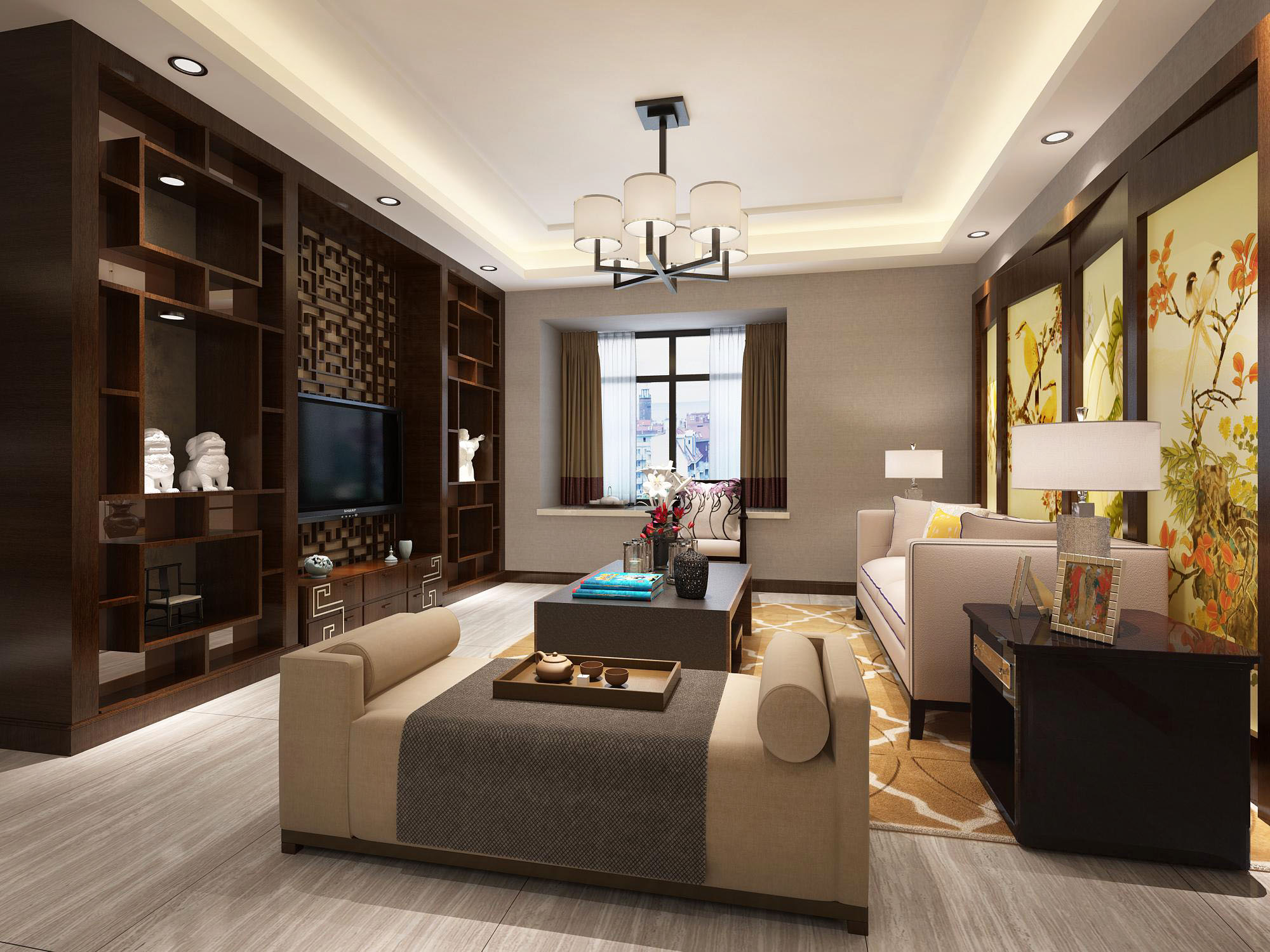 新中式 中式古典 奢华家装别墅样板房-9-20