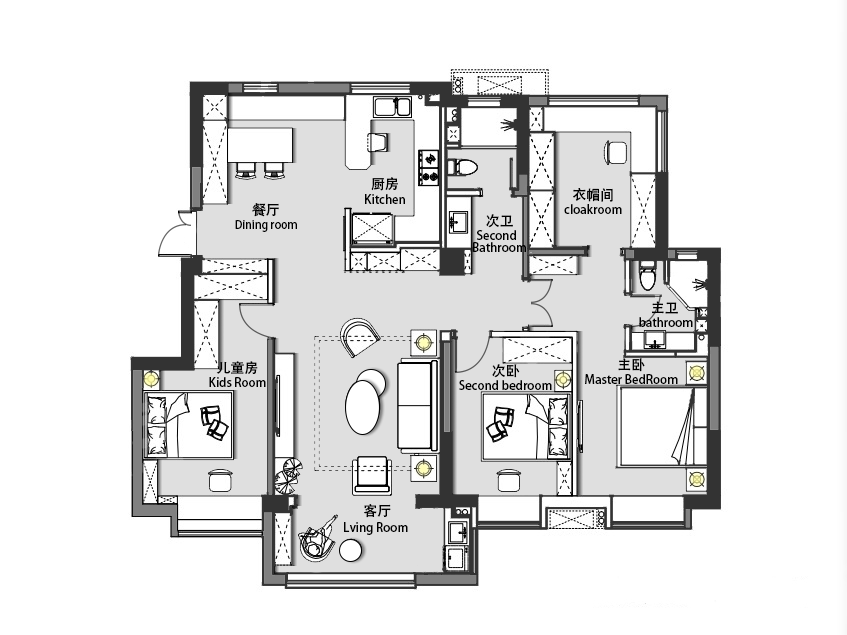 135㎡简约日式亲子宅-3