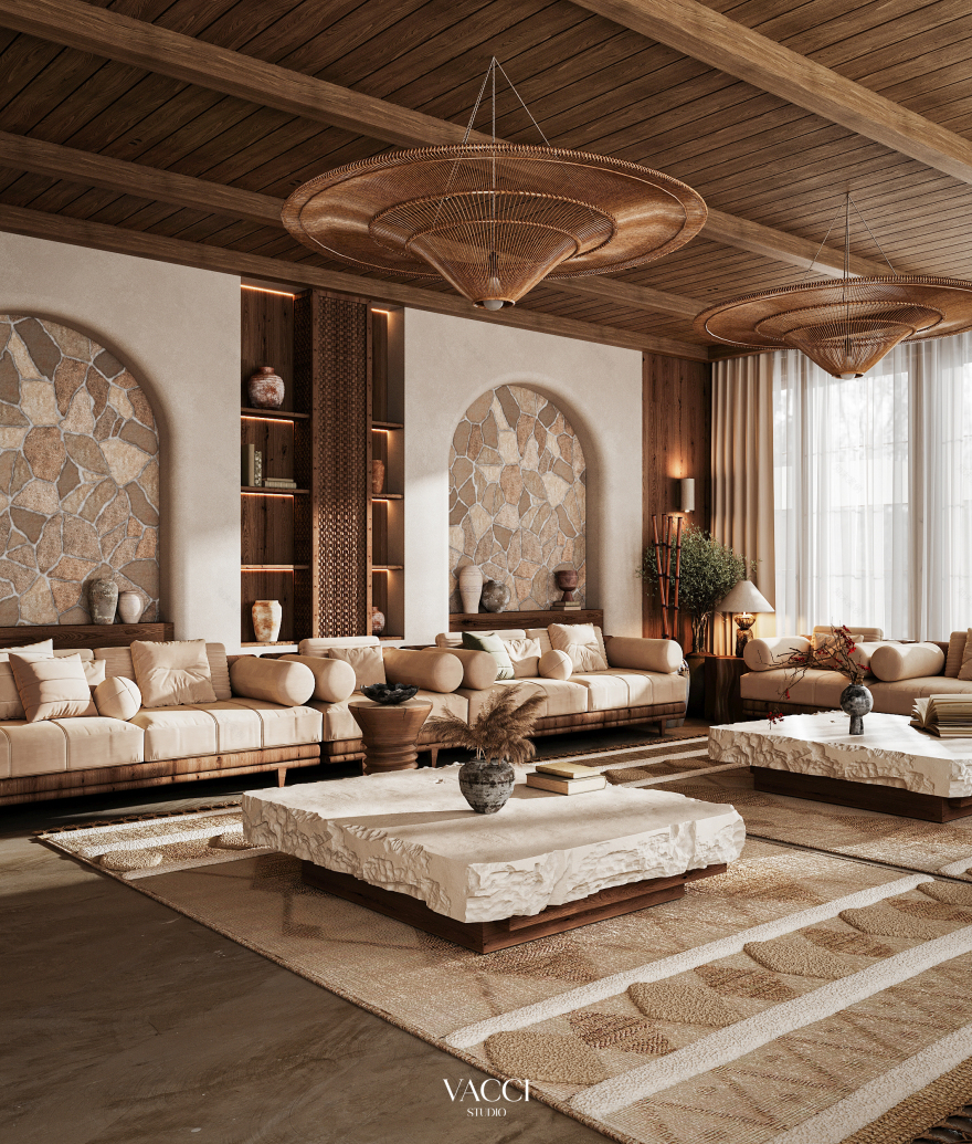 WABI SABI是源自日本美学概念侘寂,MAJLES是阿拉伯语,意为集会、会议室 ,因此整体可翻译为侘寂集会室 丨沙特阿拉伯利雅得丨Vacci Studio-9