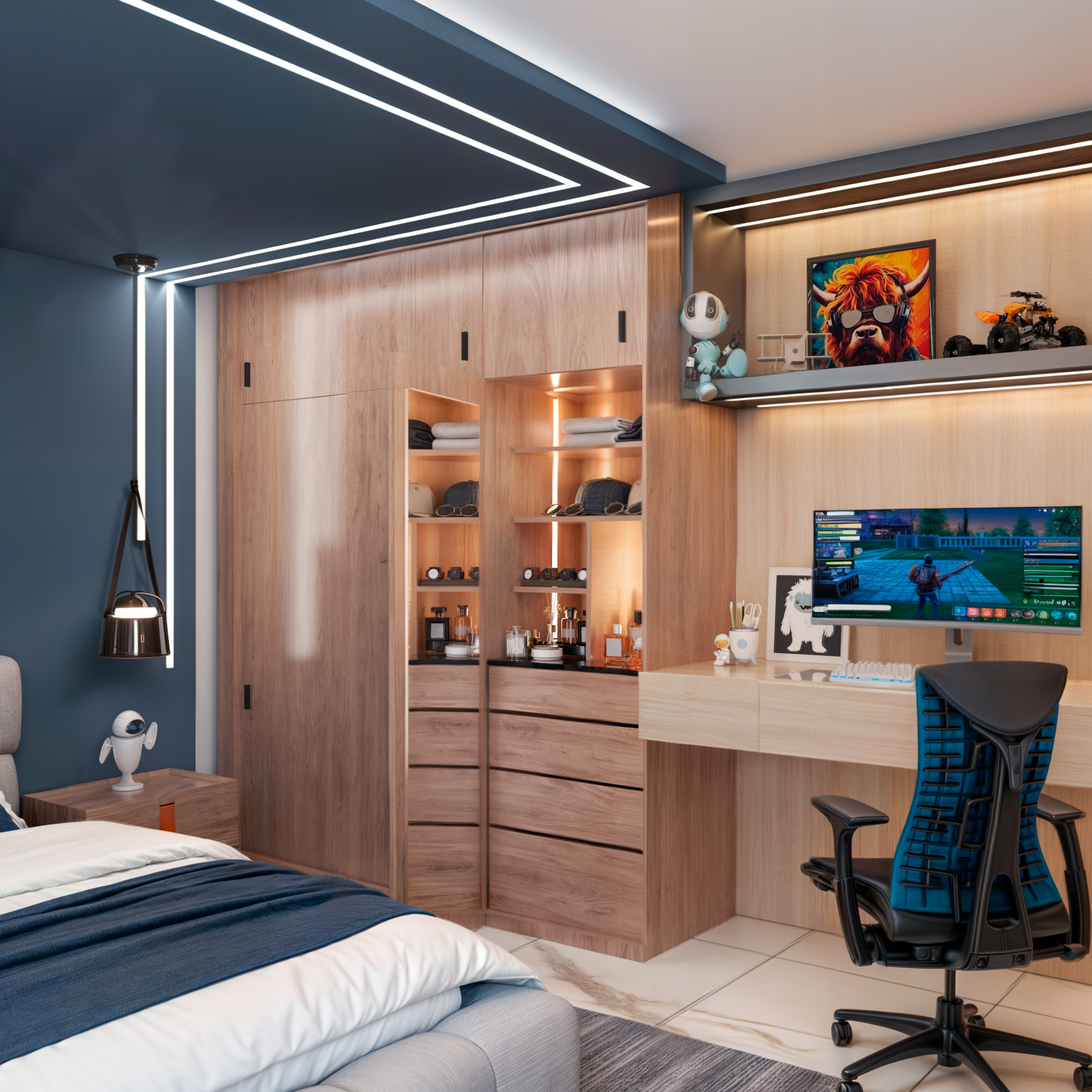 Diseño de habitacion Gamer Neon-3