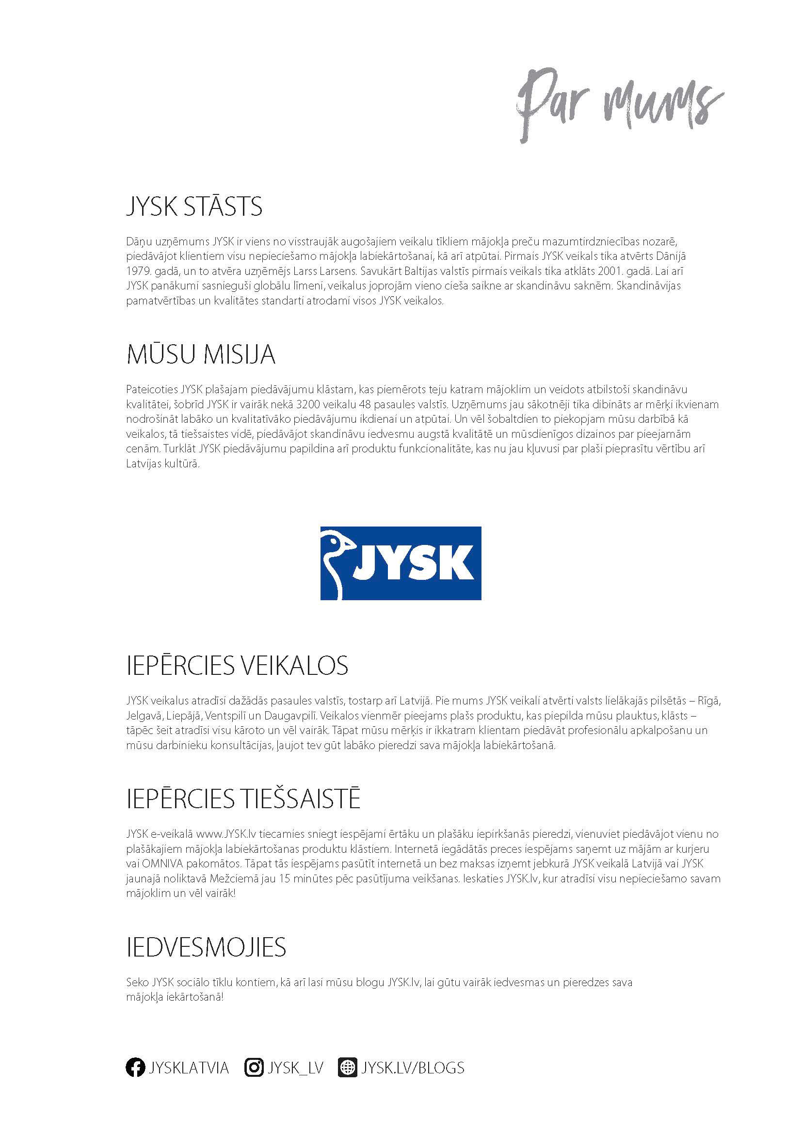 JYSK FURNITURE CATALOGUE 2022-2
