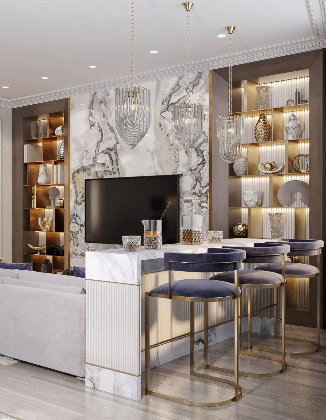 87㎡黄铜轻奢时尚家居丨Artis Interiors-14