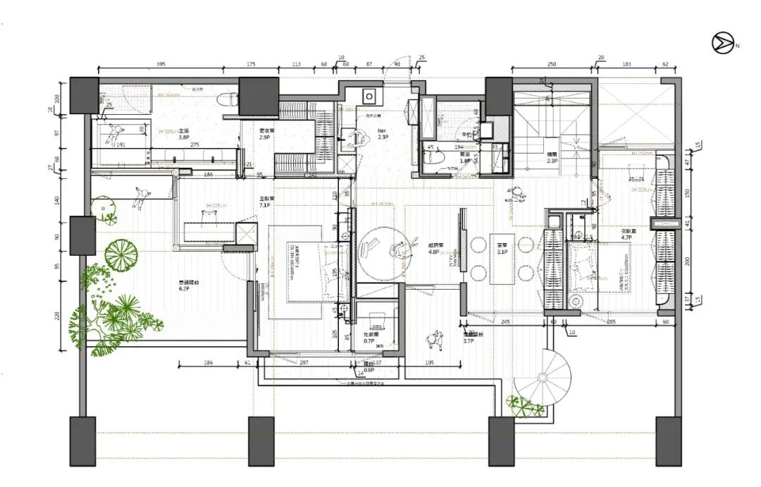 320㎡当代轻奢深色系私宅丨唐忠汉-35