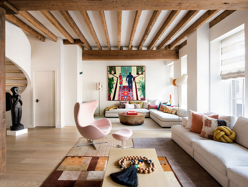 曼哈顿木梁与民族图案公寓-1