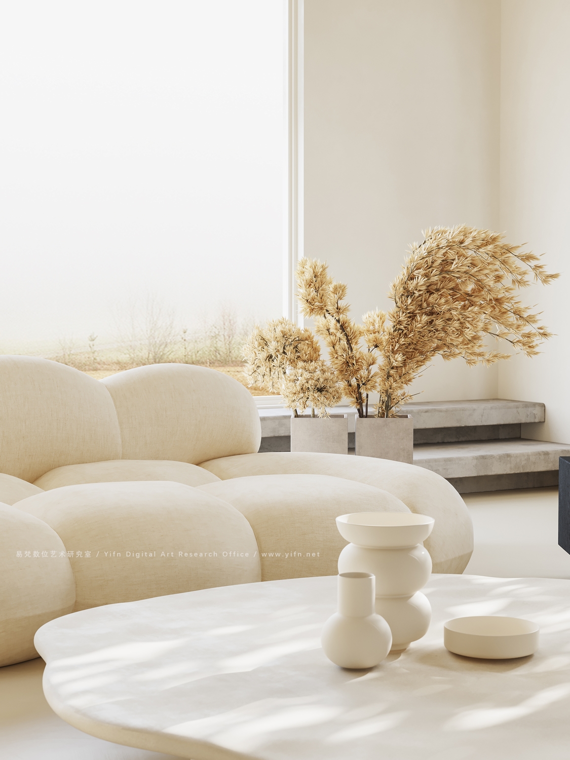 现代奶油风住宅|易梵视觉-2