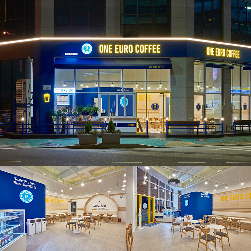 首尔 22 平米简约咖啡厅设计，蓝绿色调打造舒适空间-1