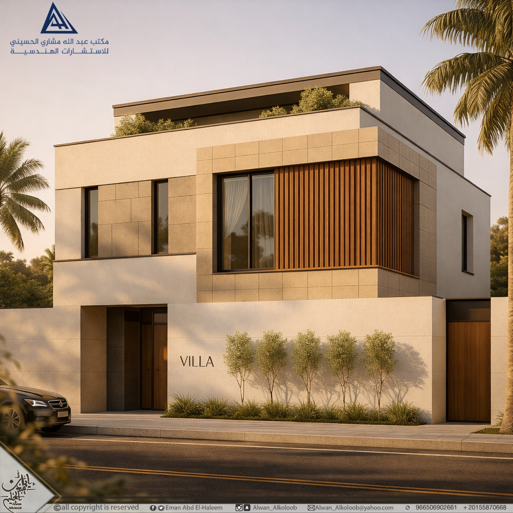 Contemporary Villa Exterior | Stone + Wood Harmony-2