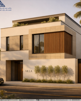 Contemporary Villa Exterior | Stone + Wood Harmony