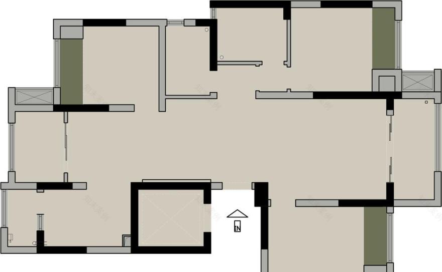 薄荷夏日,书柜壁炉打造清雅空间-23