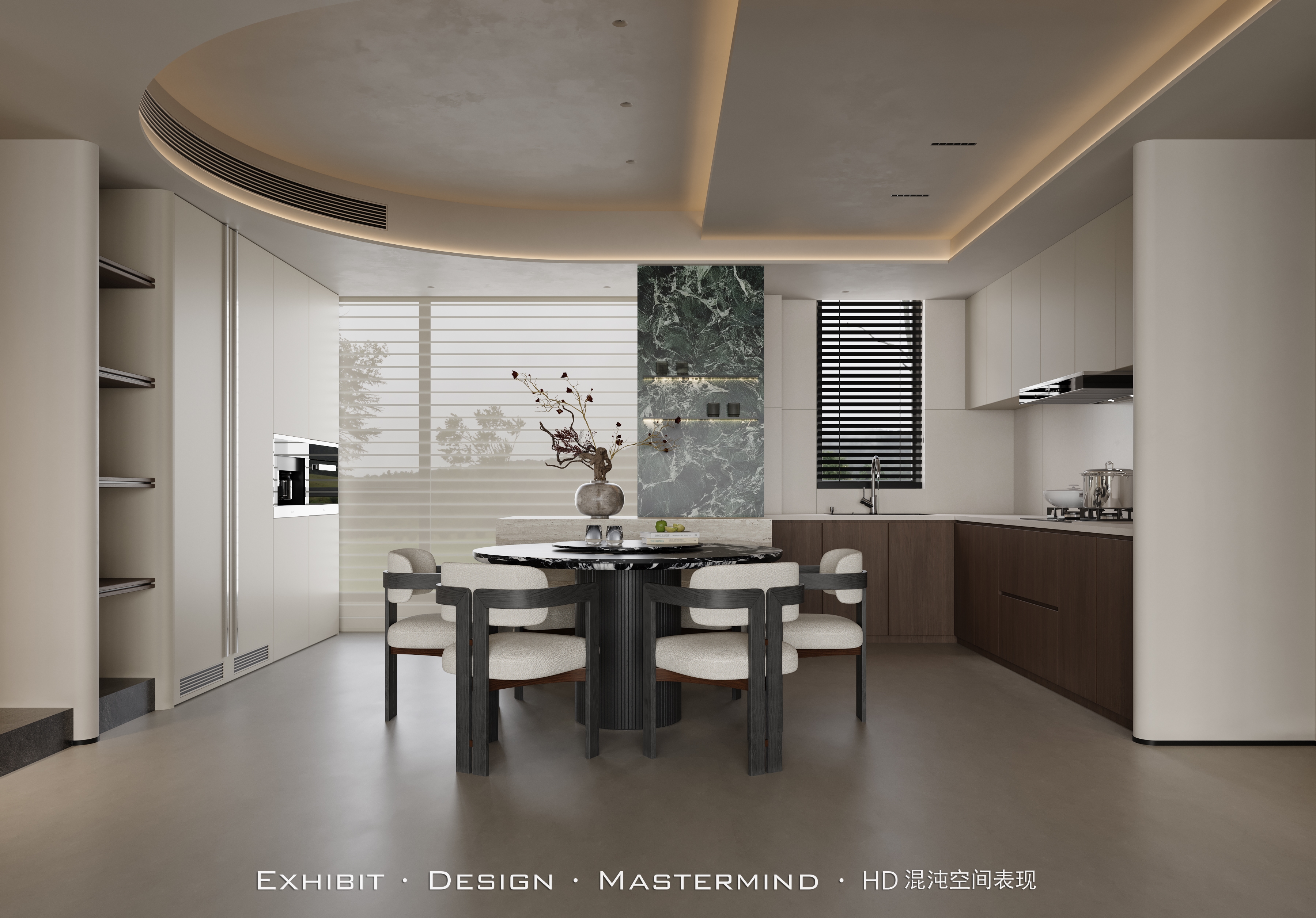 意式极简风客餐厅X混沌空间效果表现-8