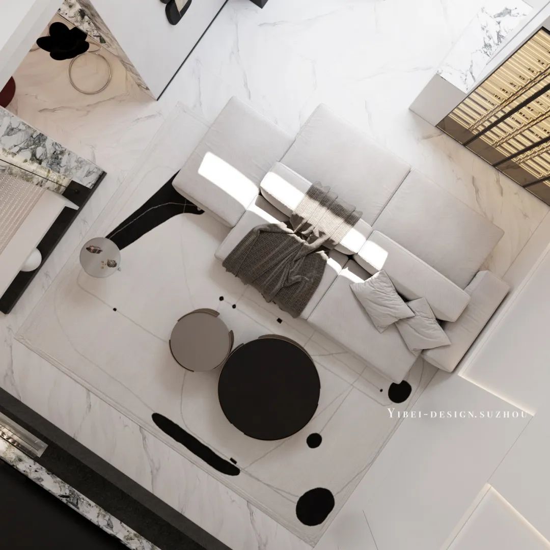 黑白奢石,打造现代都市家居之美丨中国苏州丨YIBEI DESIGN-5