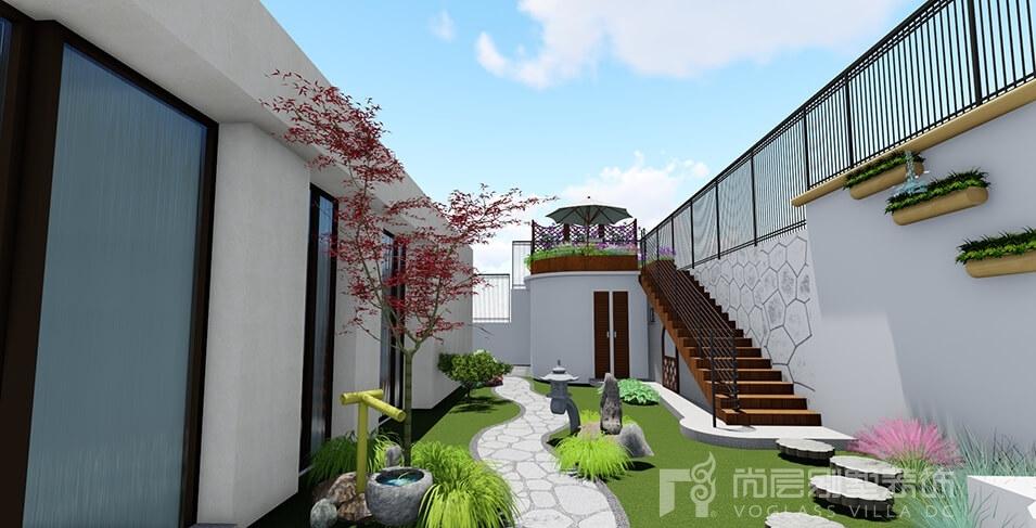 时尚灰调园林庭院，书柜沙发共筑惬意生活-4